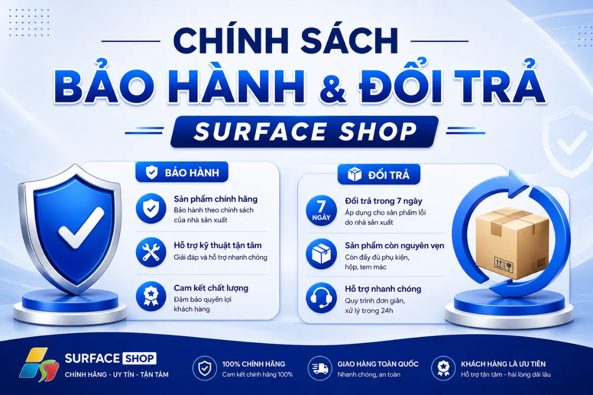 Chính Sách Bảo Hành & Đổi Trả Surface Shop 1 Chính Sách Bảo Hành